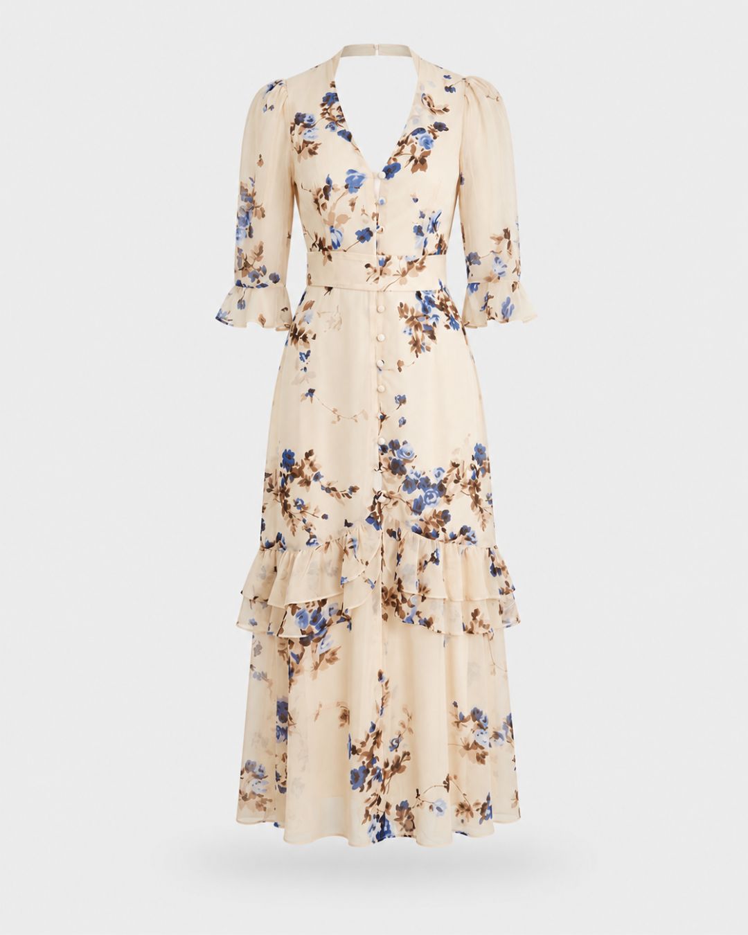 Valencia Sculpted Floral Maxi Dress