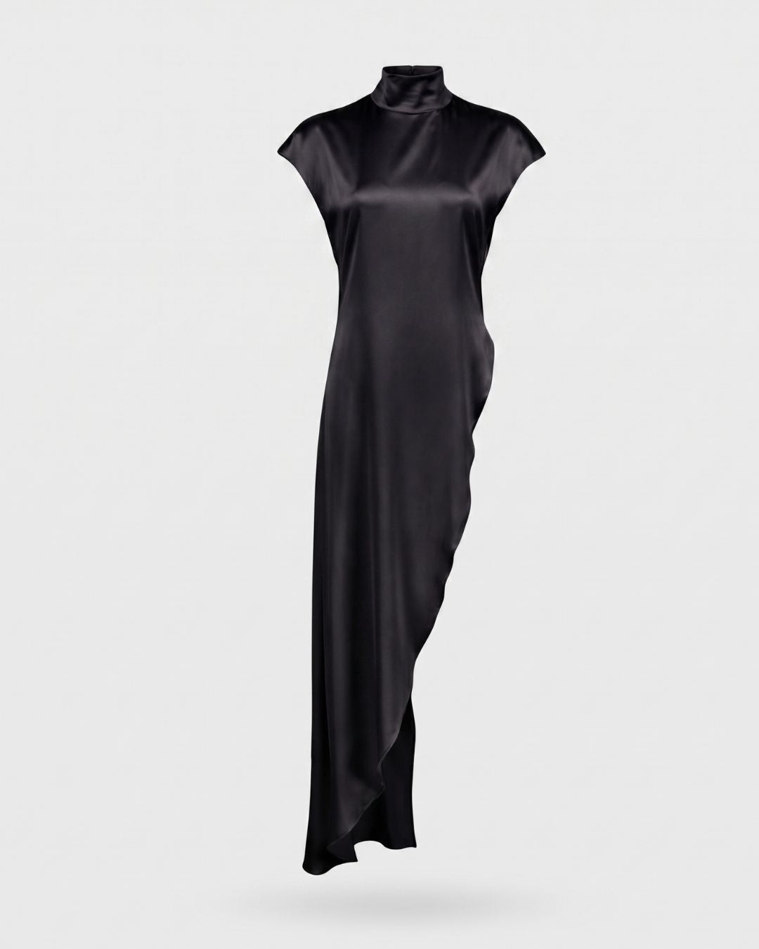 Sienna High-Neck Satin Maxi Dress