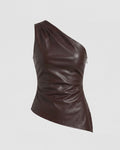 Shoreditch Asymmetric Leather-Form Top