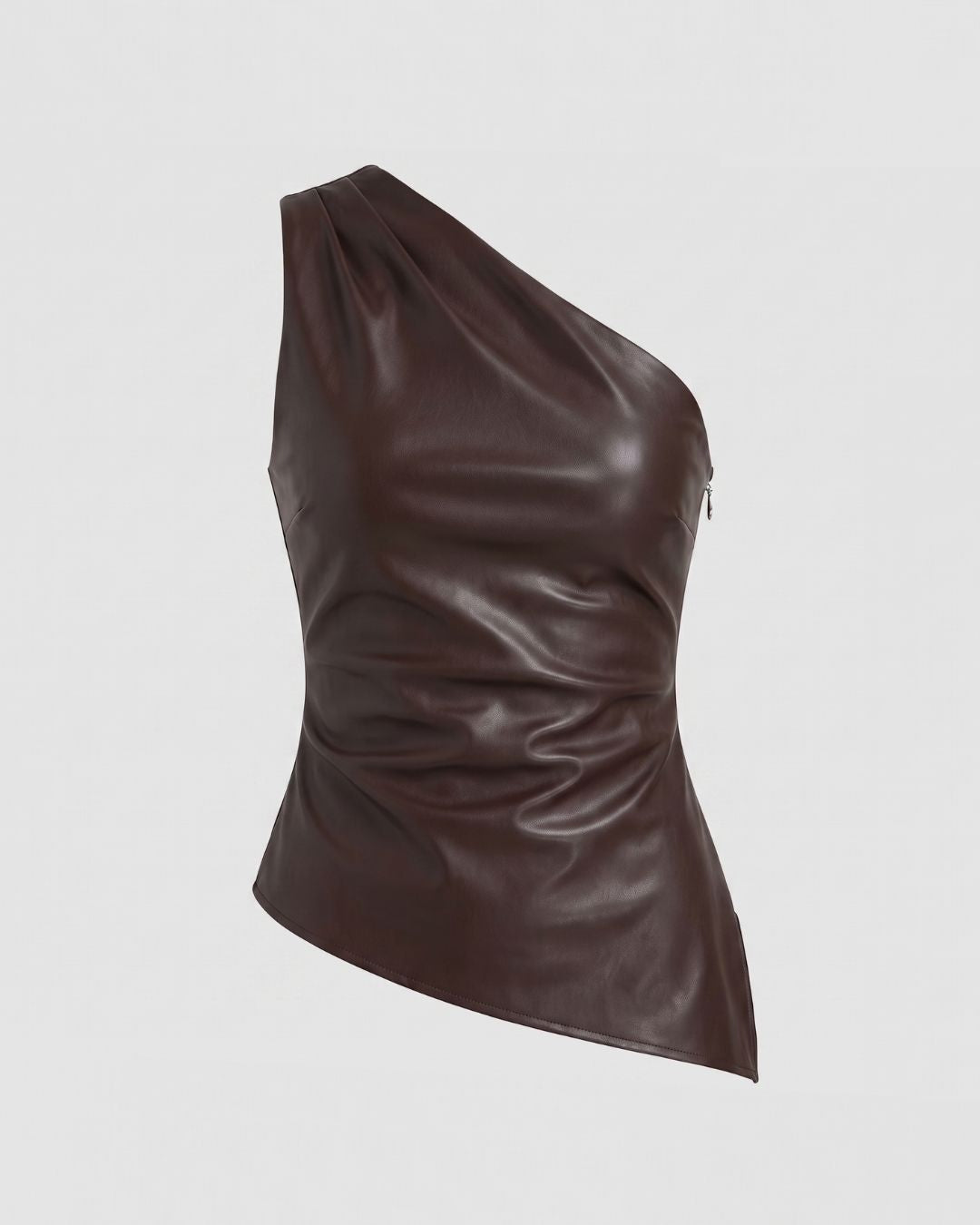 Shoreditch Asymmetric Leather-Form Top