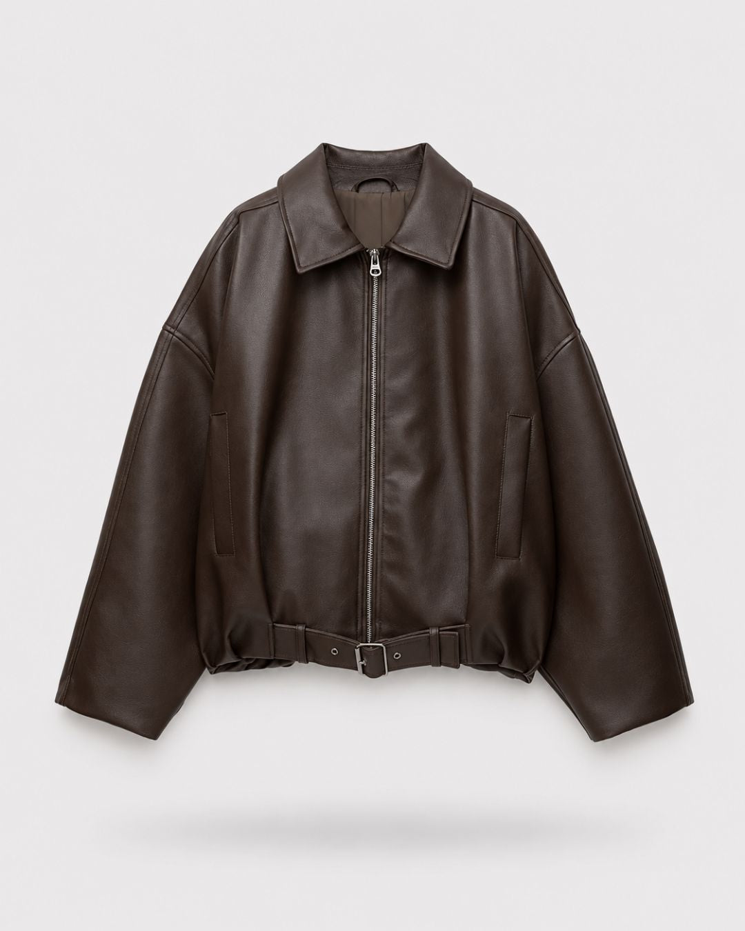 Mayfair Belted Leather Bomber