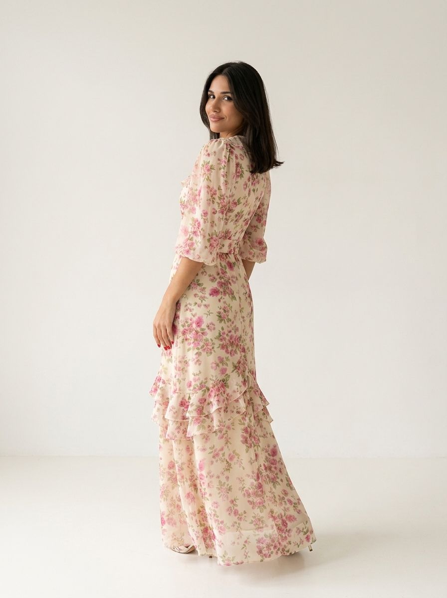 Valencia Sculpted Floral Maxi Dress