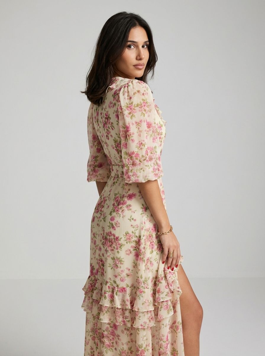 Valencia Sculpted Floral Maxi Dress