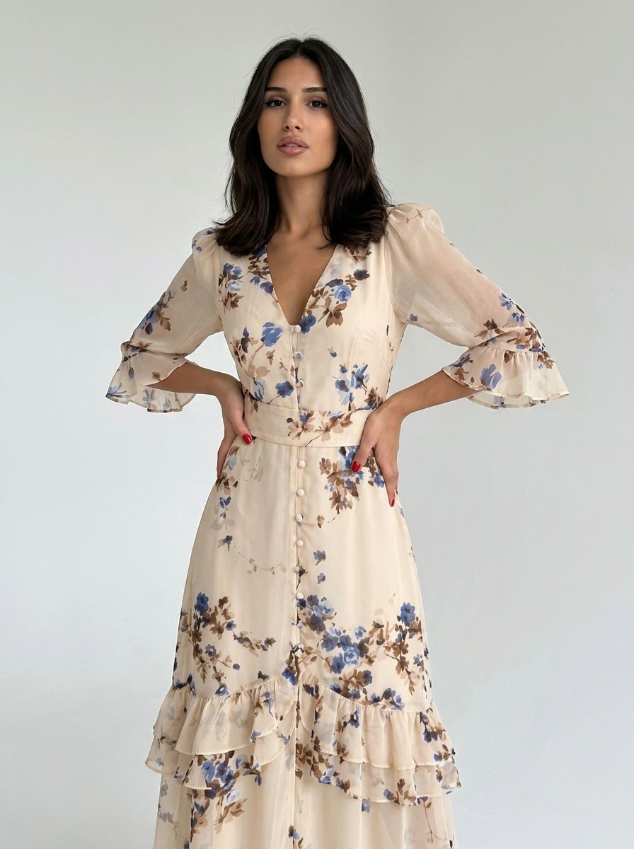Valencia Sculpted Floral Maxi Dress
