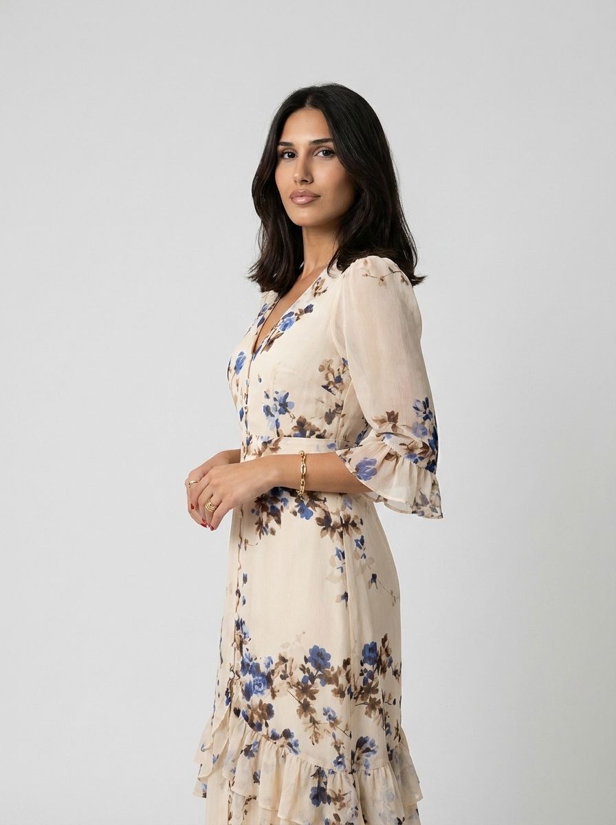 Valencia Sculpted Floral Maxi Dress