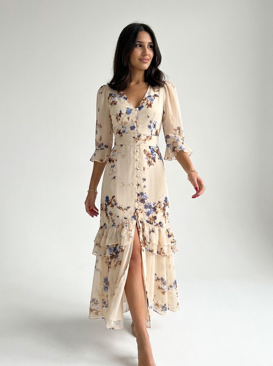 Valencia Sculpted Floral Maxi Dress