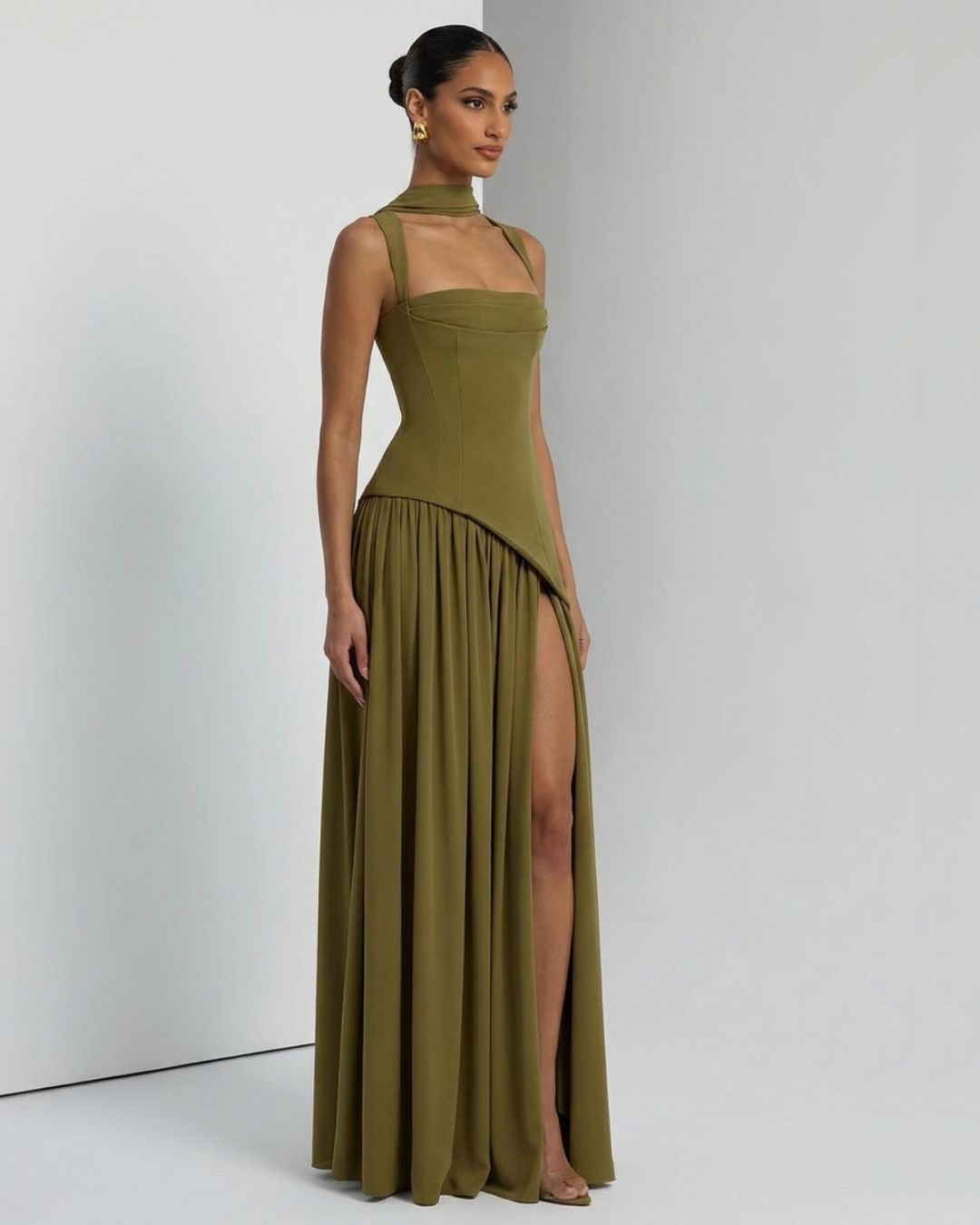 Monaco Scarf-Drape Maxi Dress