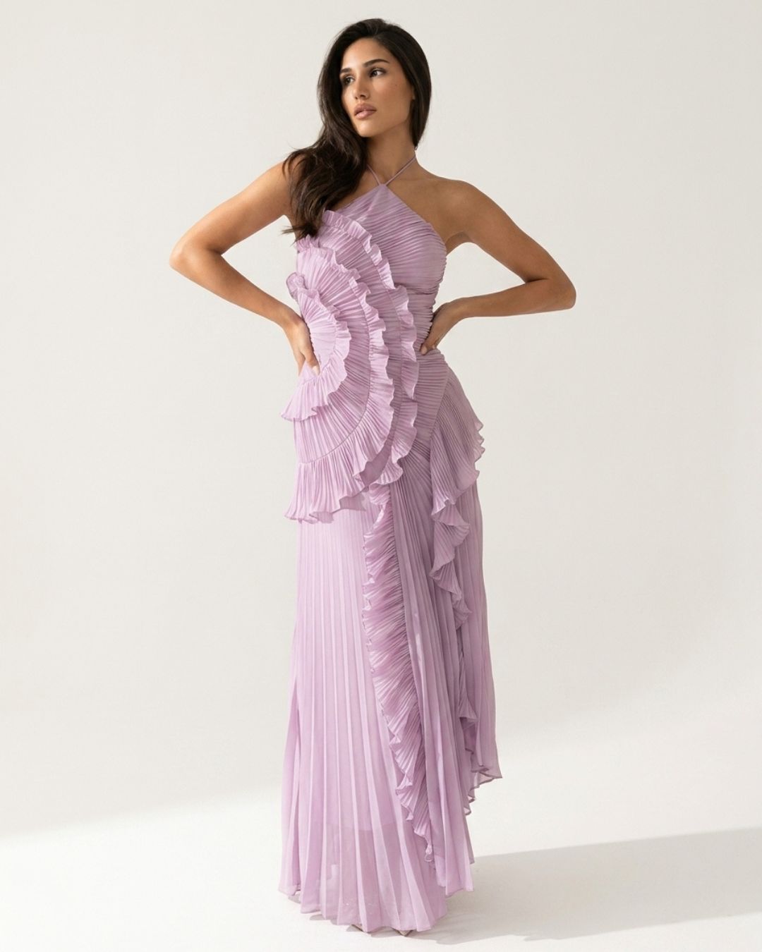 Santorini Pleated Halter Gown