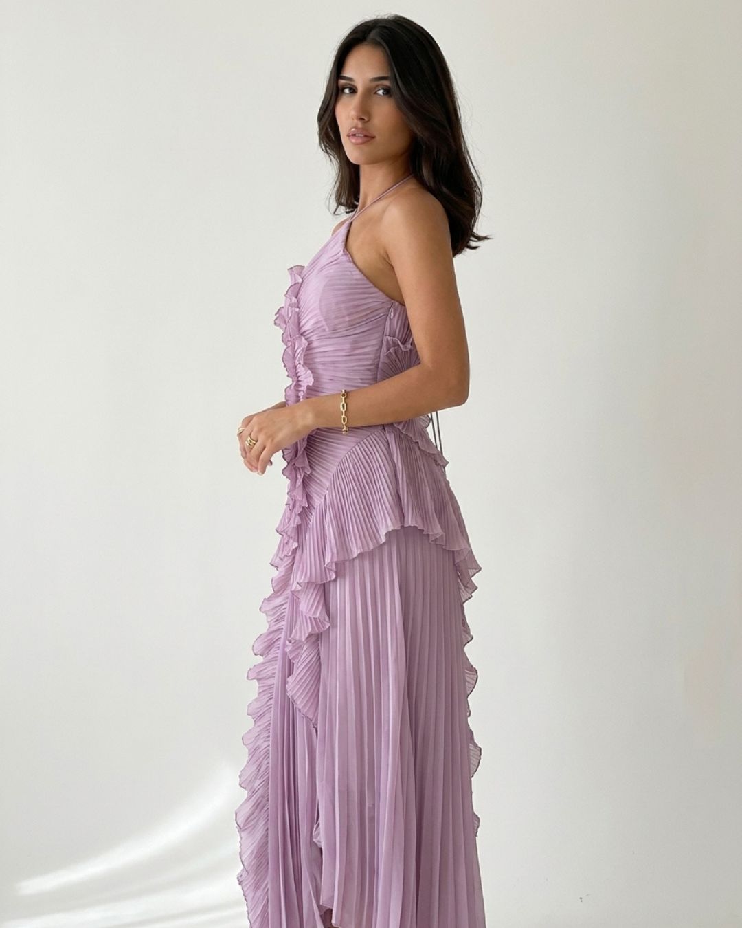 Santorini Pleated Halter Gown