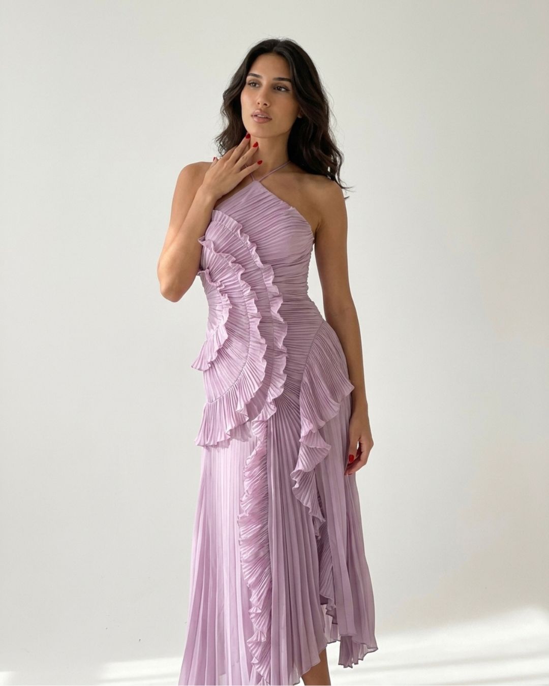 Santorini Pleated Halter Gown