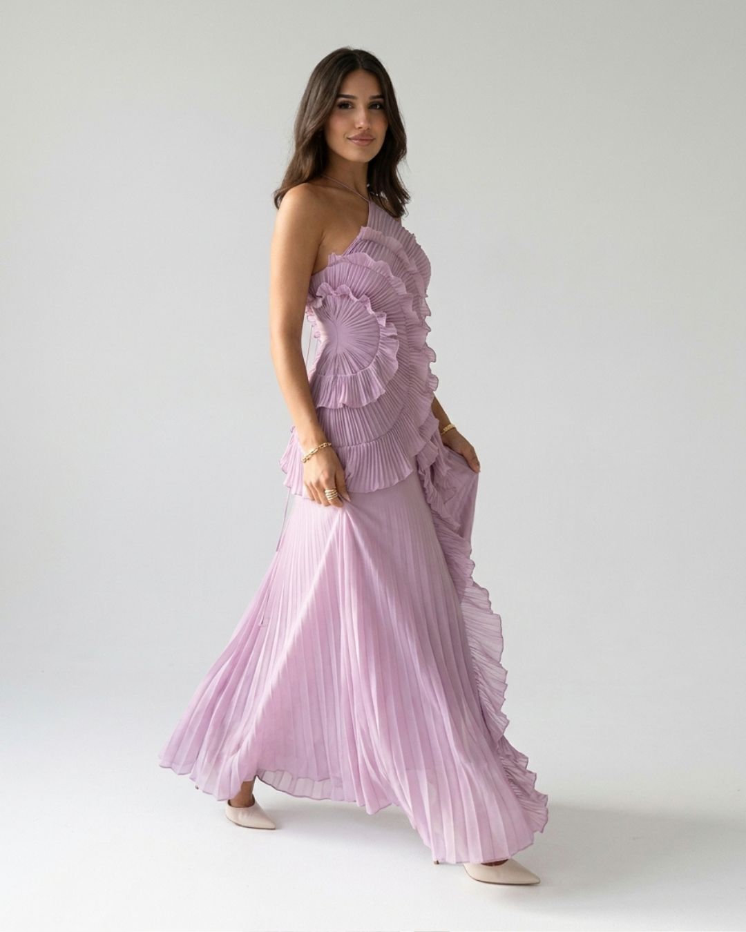 Santorini Pleated Halter Gown