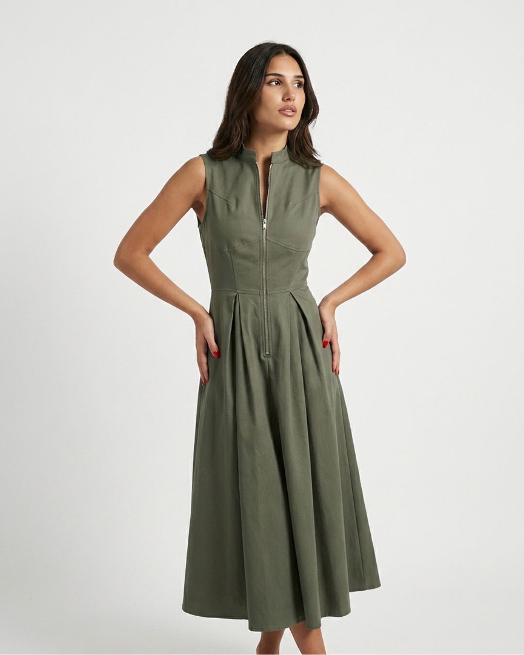 Aldwych Pleated Contour Midi Dress