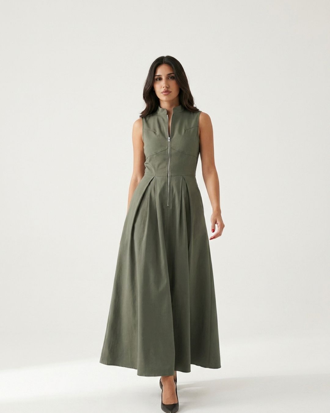 Aldwych Pleated Contour Midi Dress