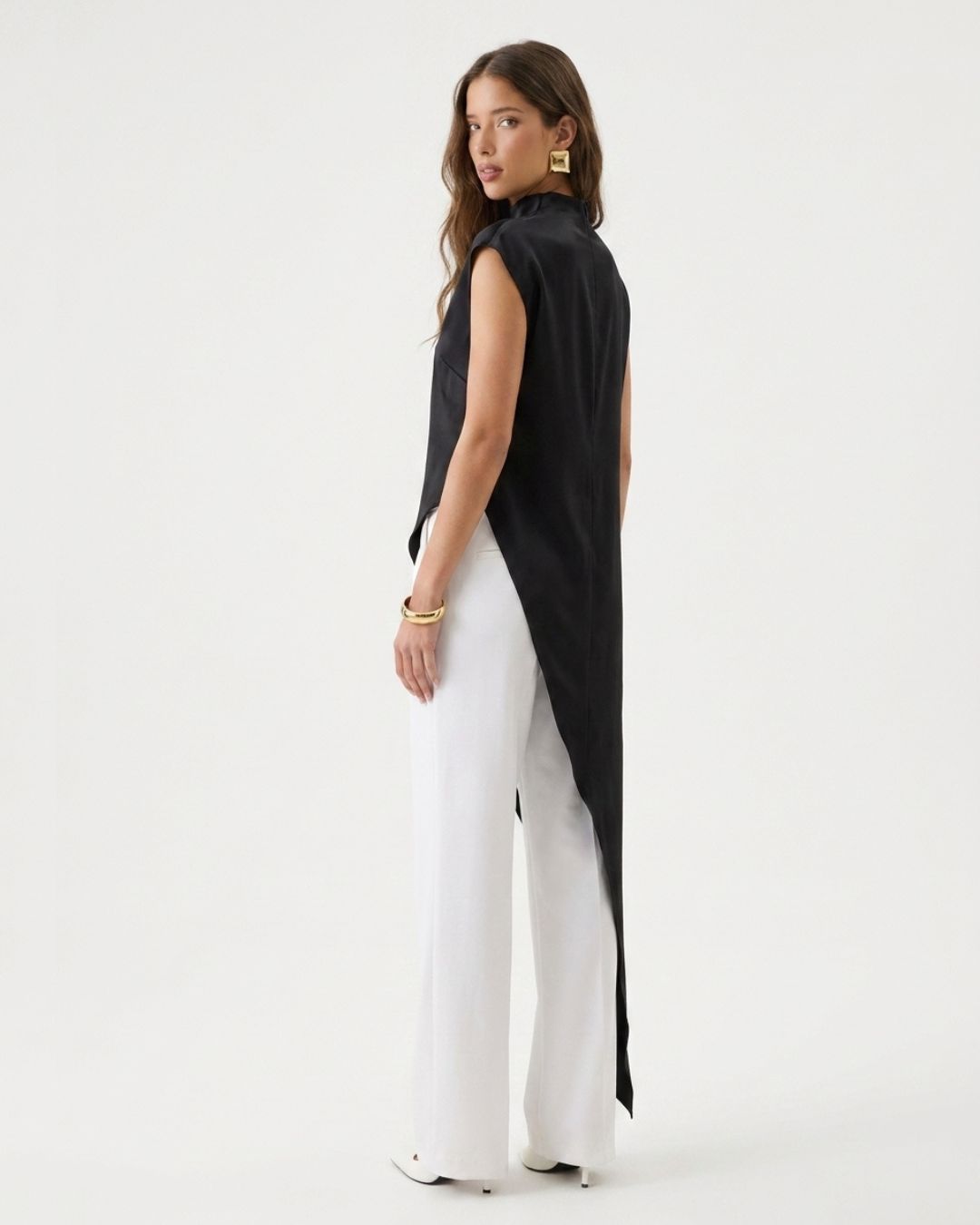 Sienna High-Neck Satin Maxi Dress