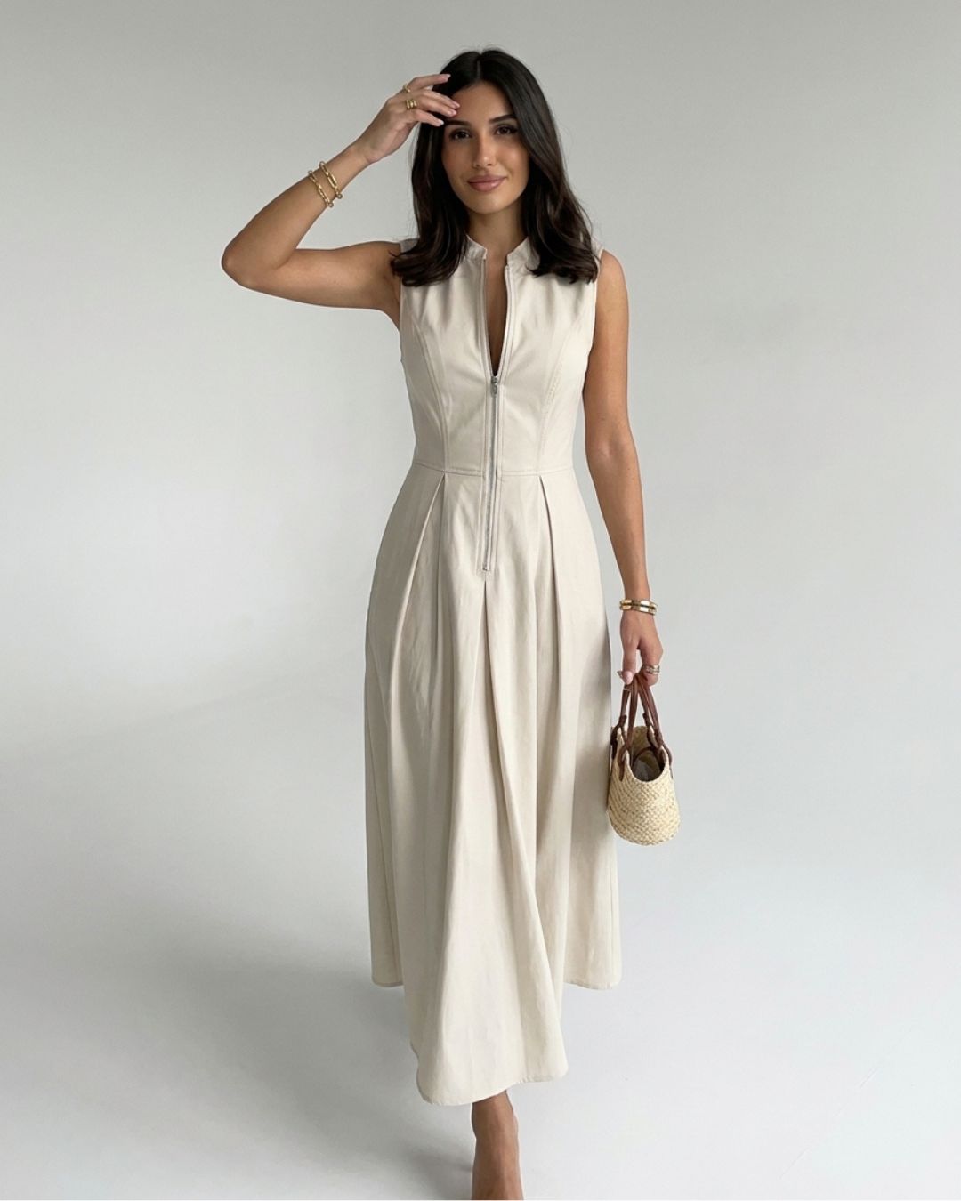 Aldwych Pleated Contour Midi Dress