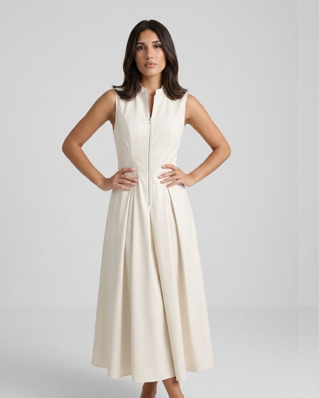 Aldwych Pleated Contour Midi Dress