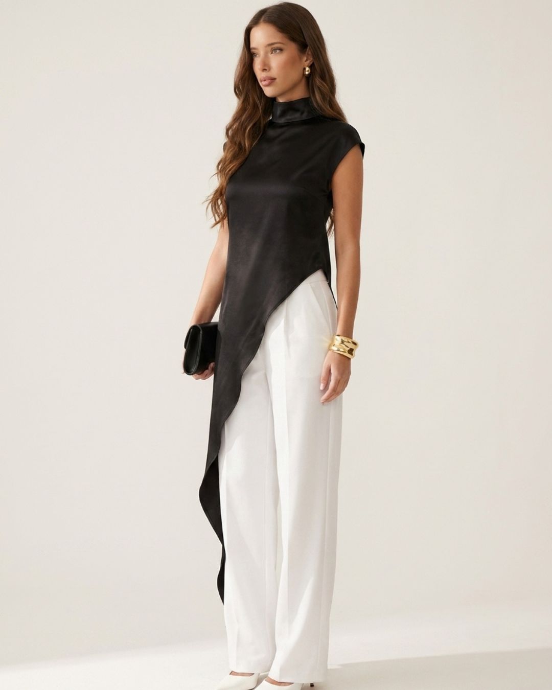 Sienna High-Neck Satin Maxi Dress