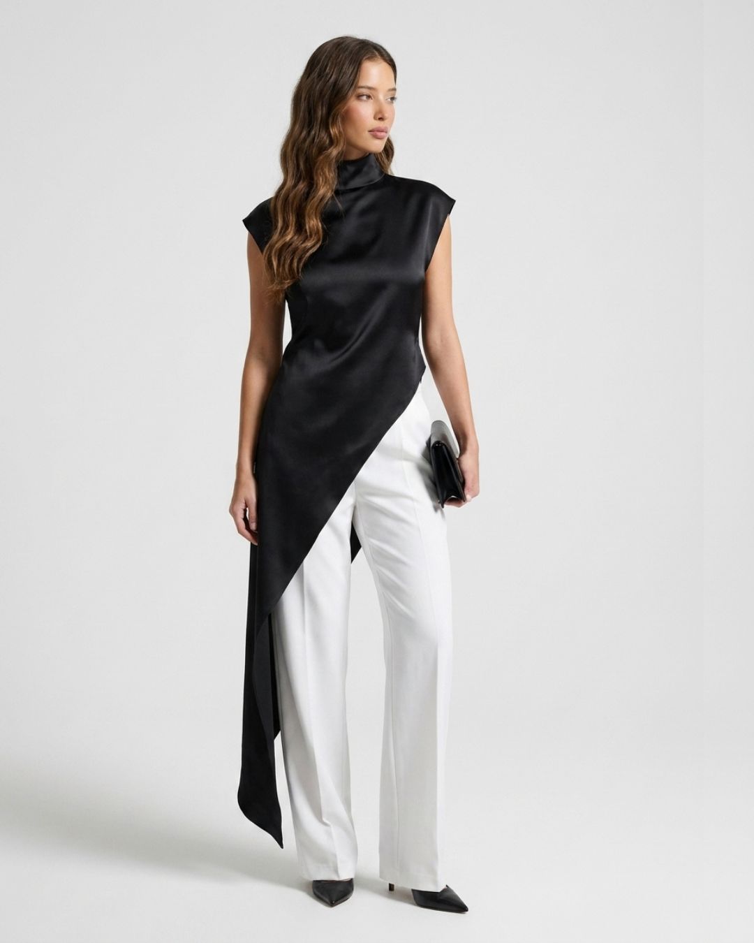 Sienna High-Neck Satin Maxi Dress
