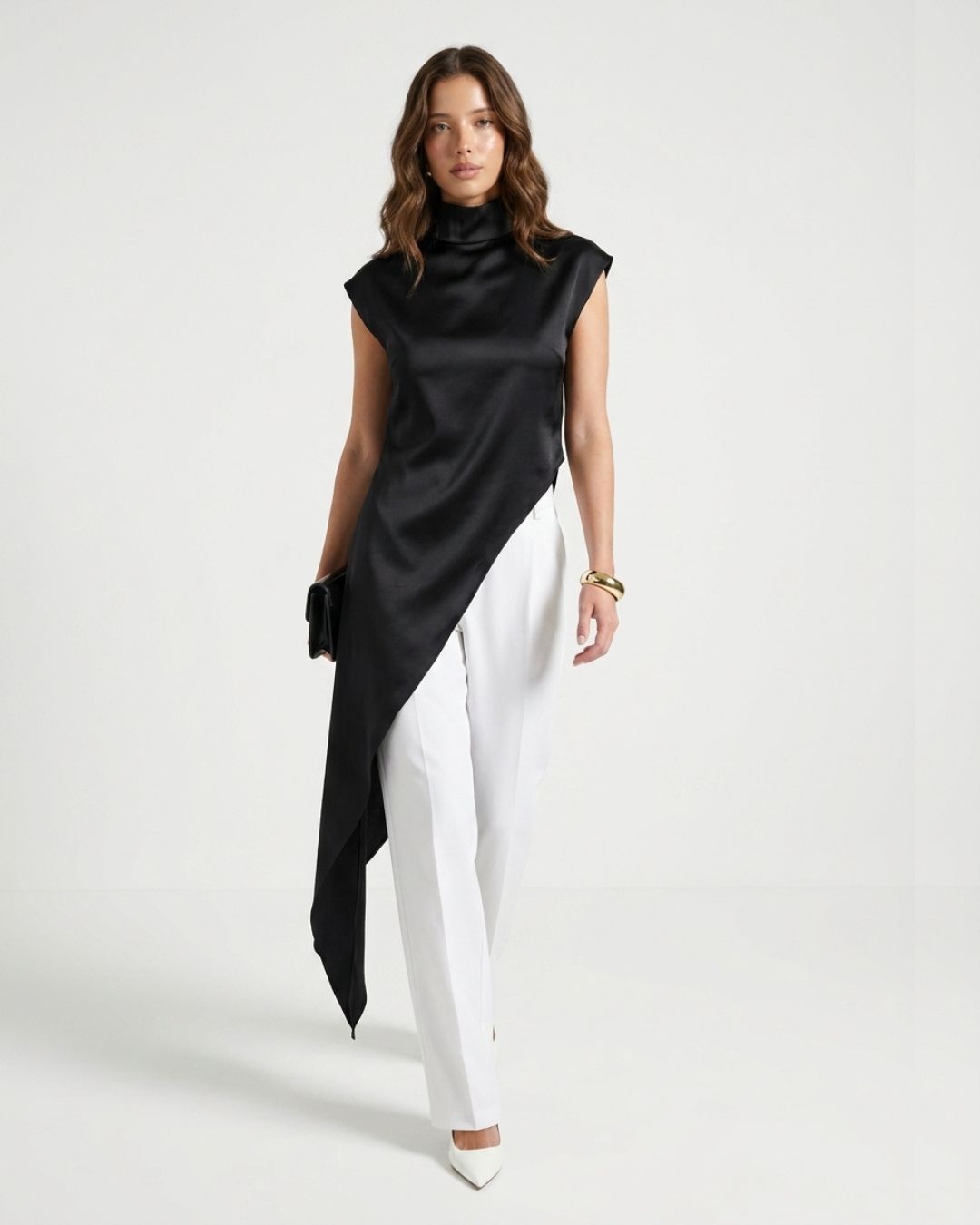 Sienna High-Neck Satin Maxi Dress