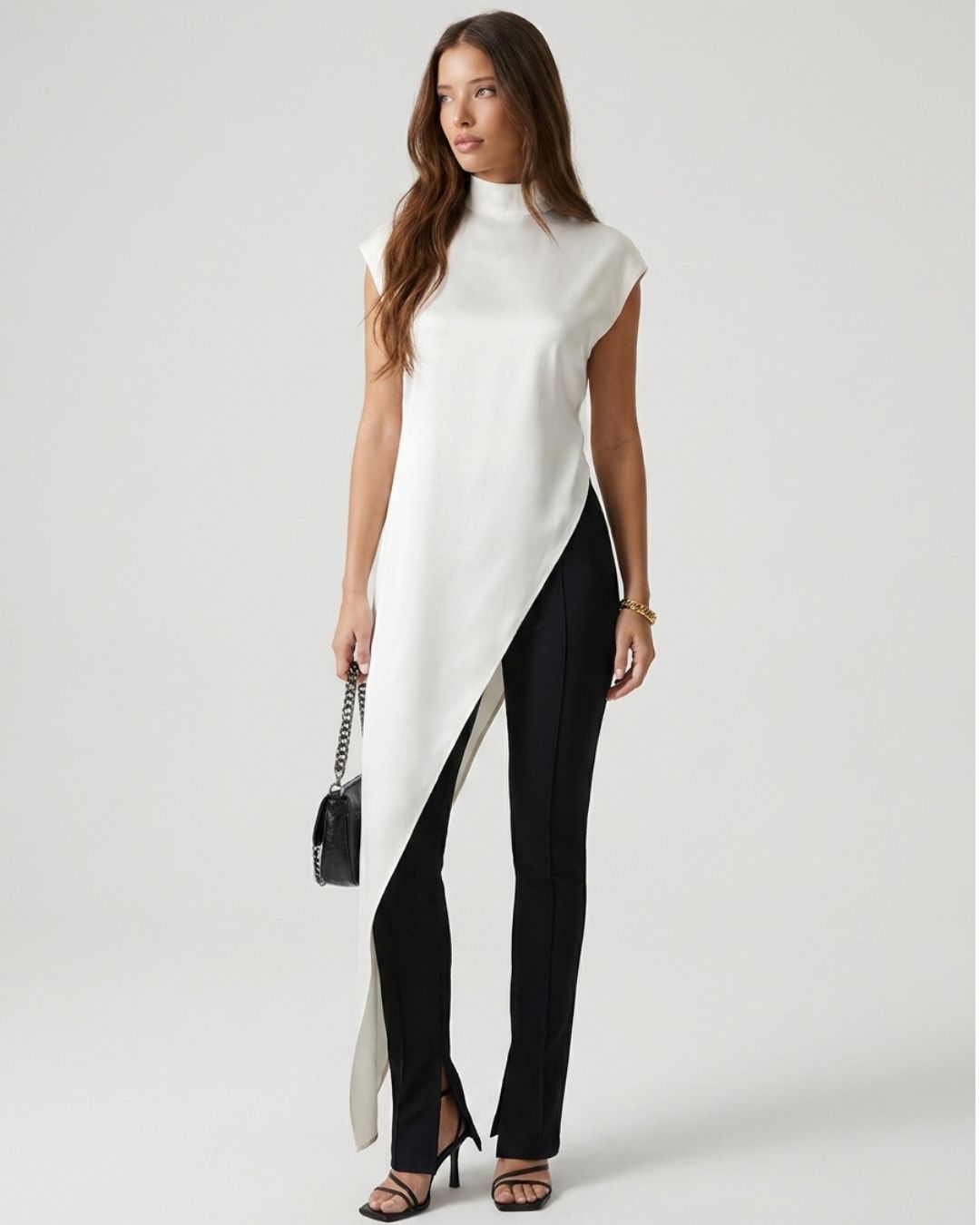 Sienna High-Neck Satin Maxi Dress