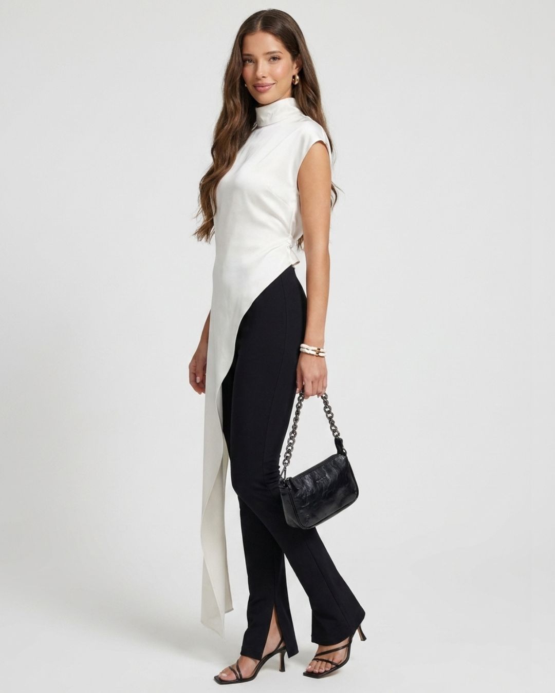 Sienna High-Neck Satin Maxi Dress