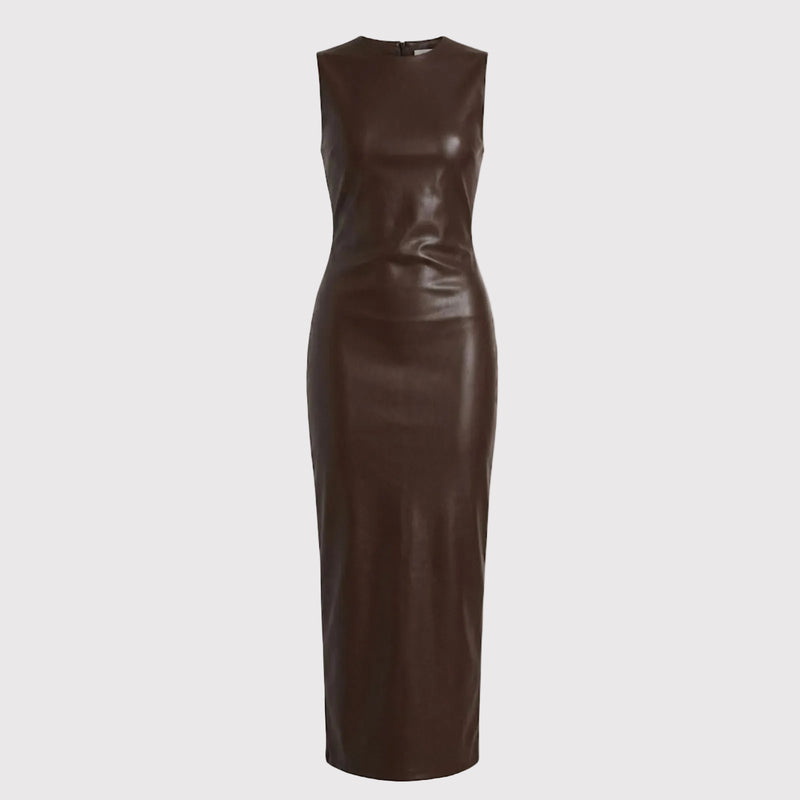 Kensington Contour Leather-Form Maxi Dress
