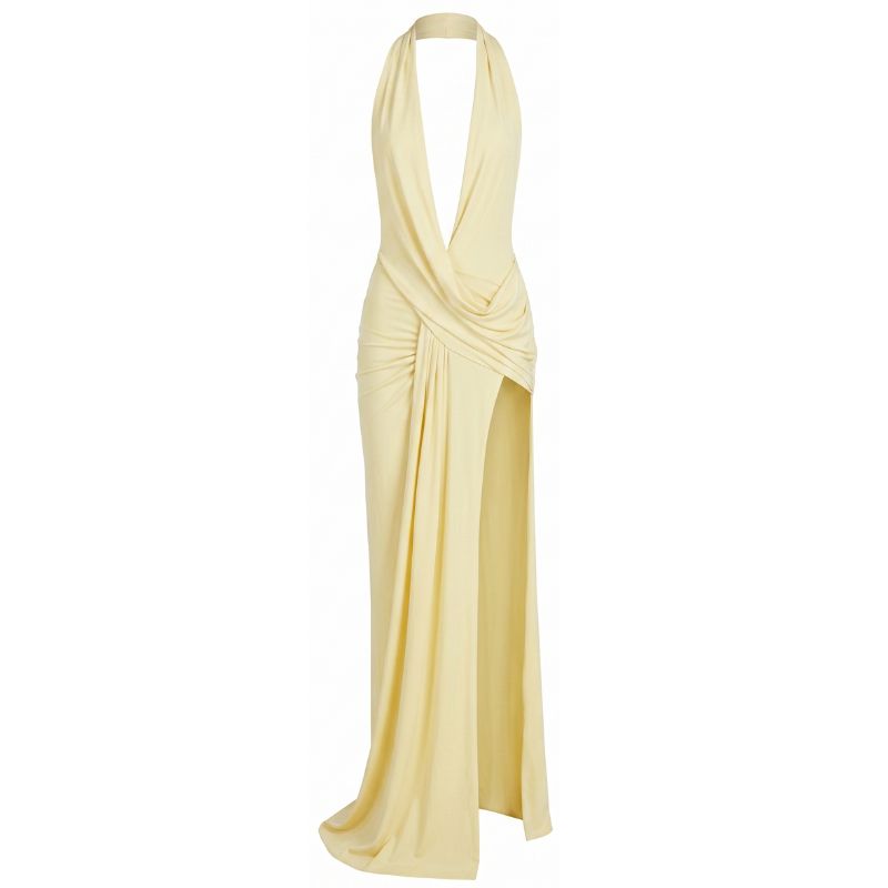 Athena Ruched Halter Gown