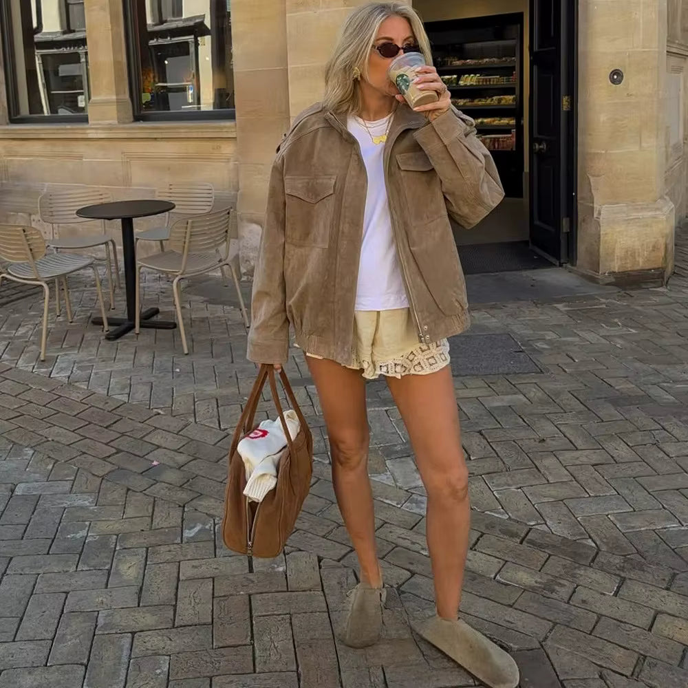 Ascot Suede Minimal Bomber