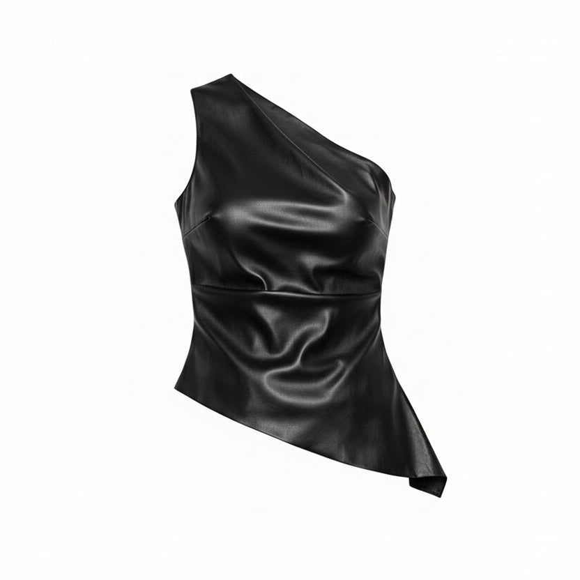 Shoreditch Asymmetric Leather-Form Top