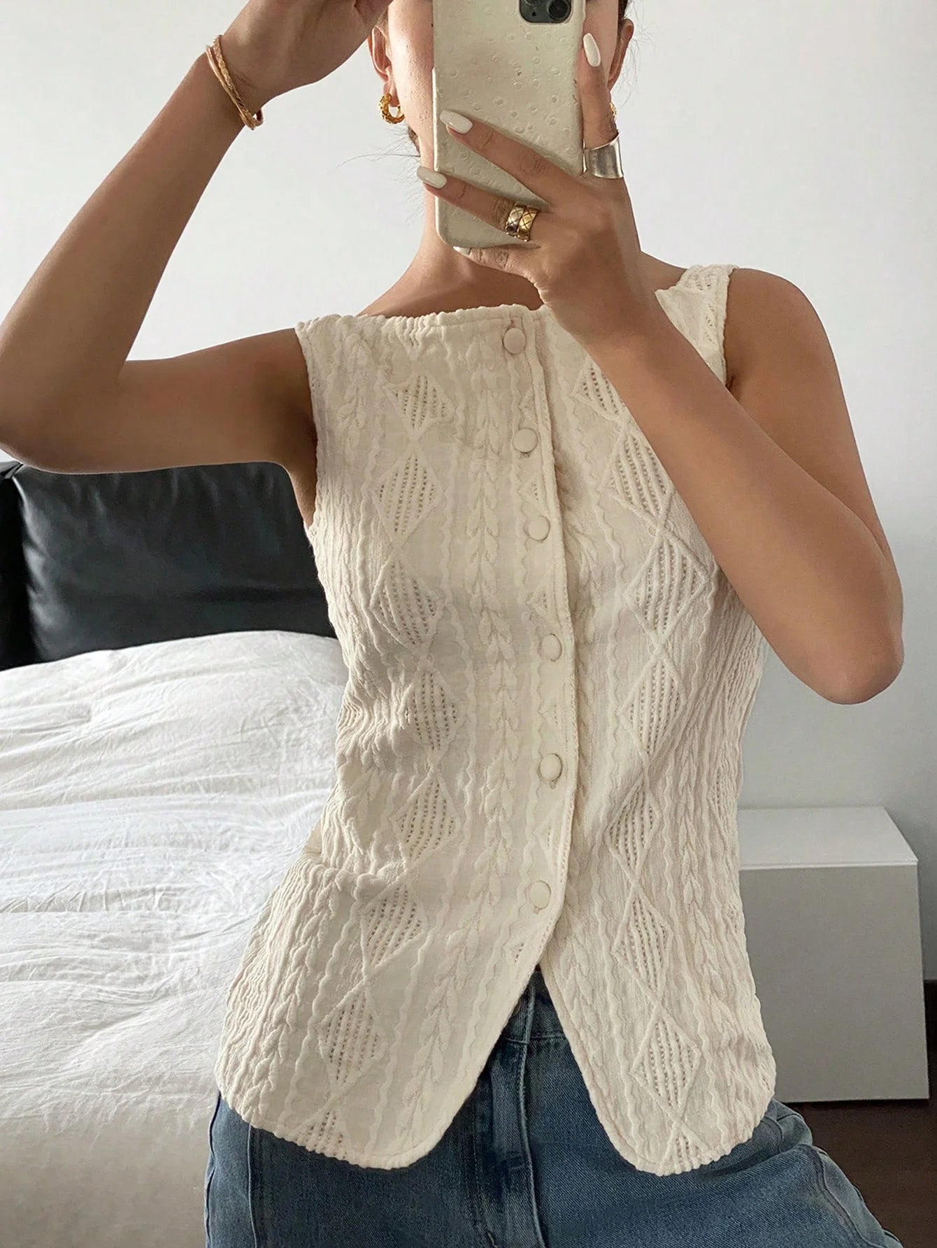 Milan Textured Sleeveless Shirt