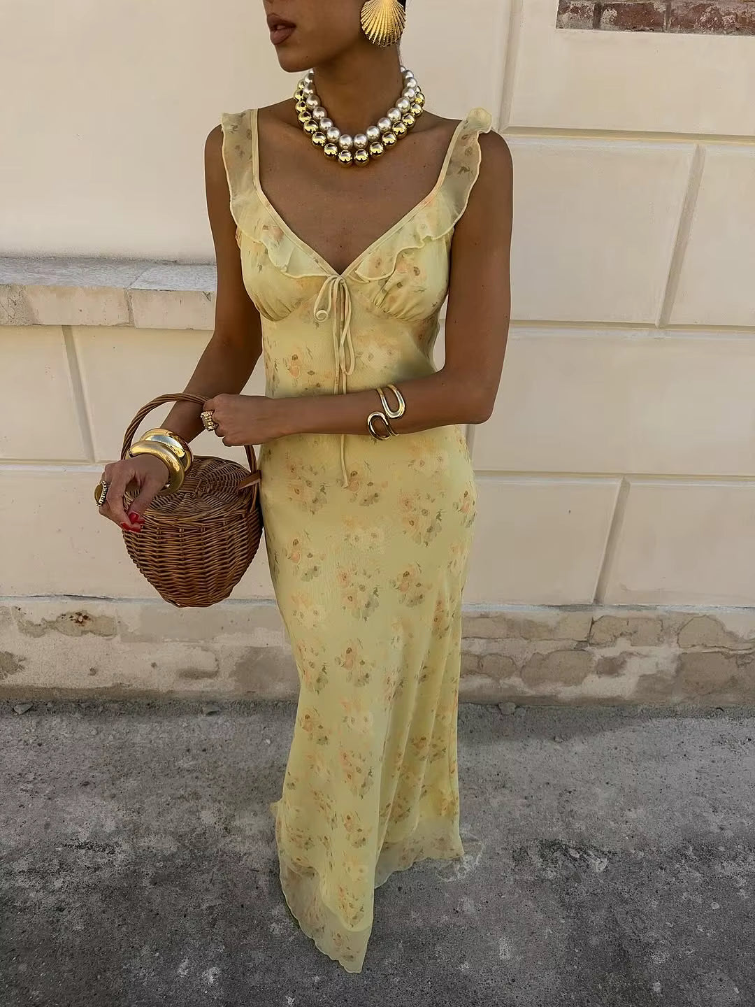 Capri Lumière Sheer Maxi Dress