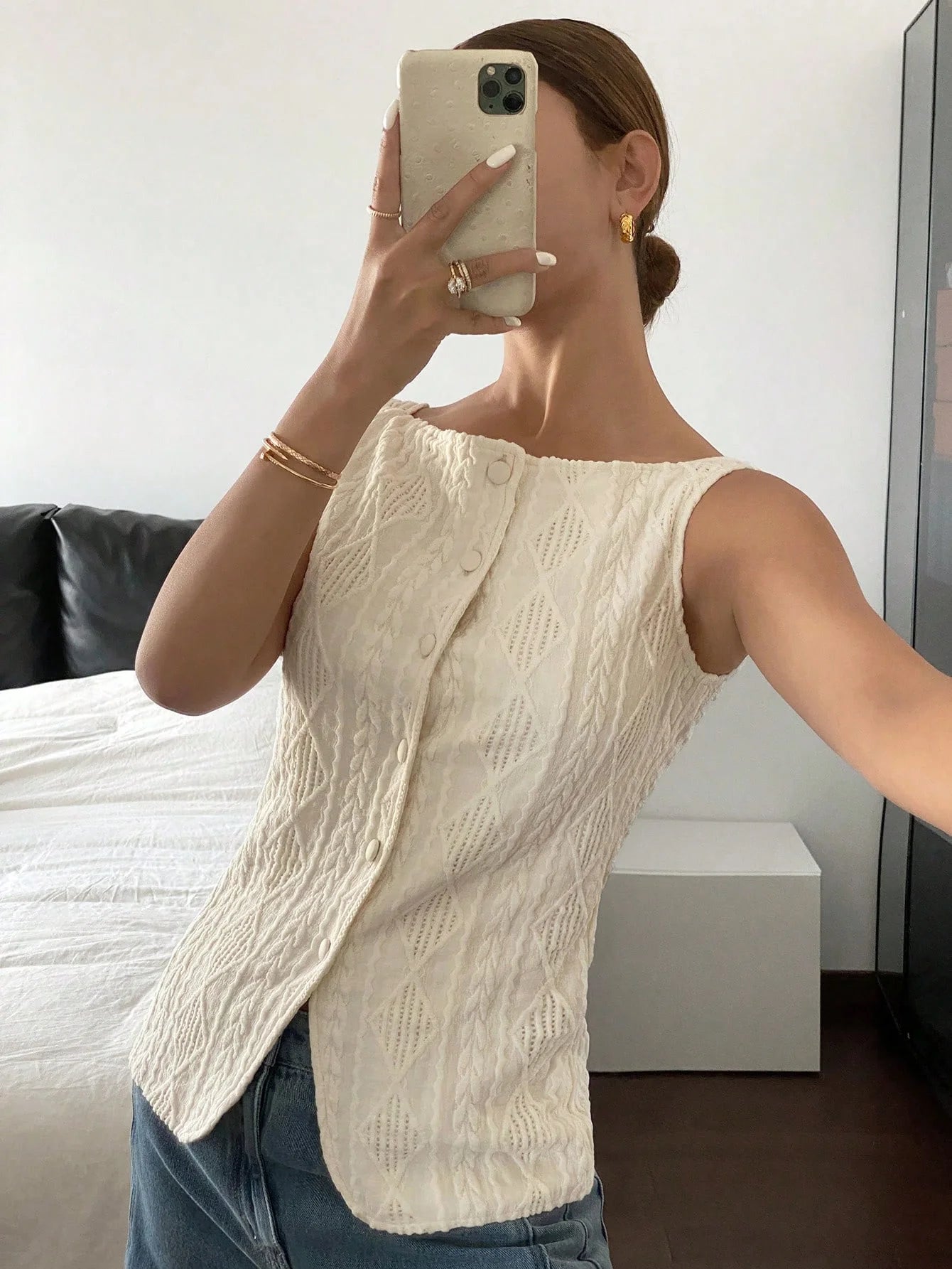 Milan Textured Sleeveless Shirt