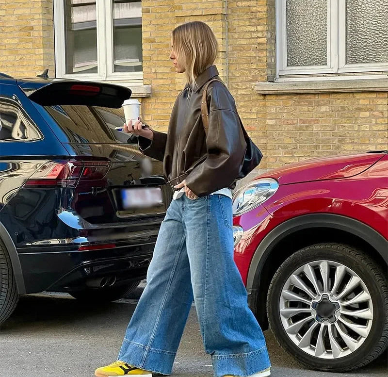 Mayfair Belted Leather Bomber