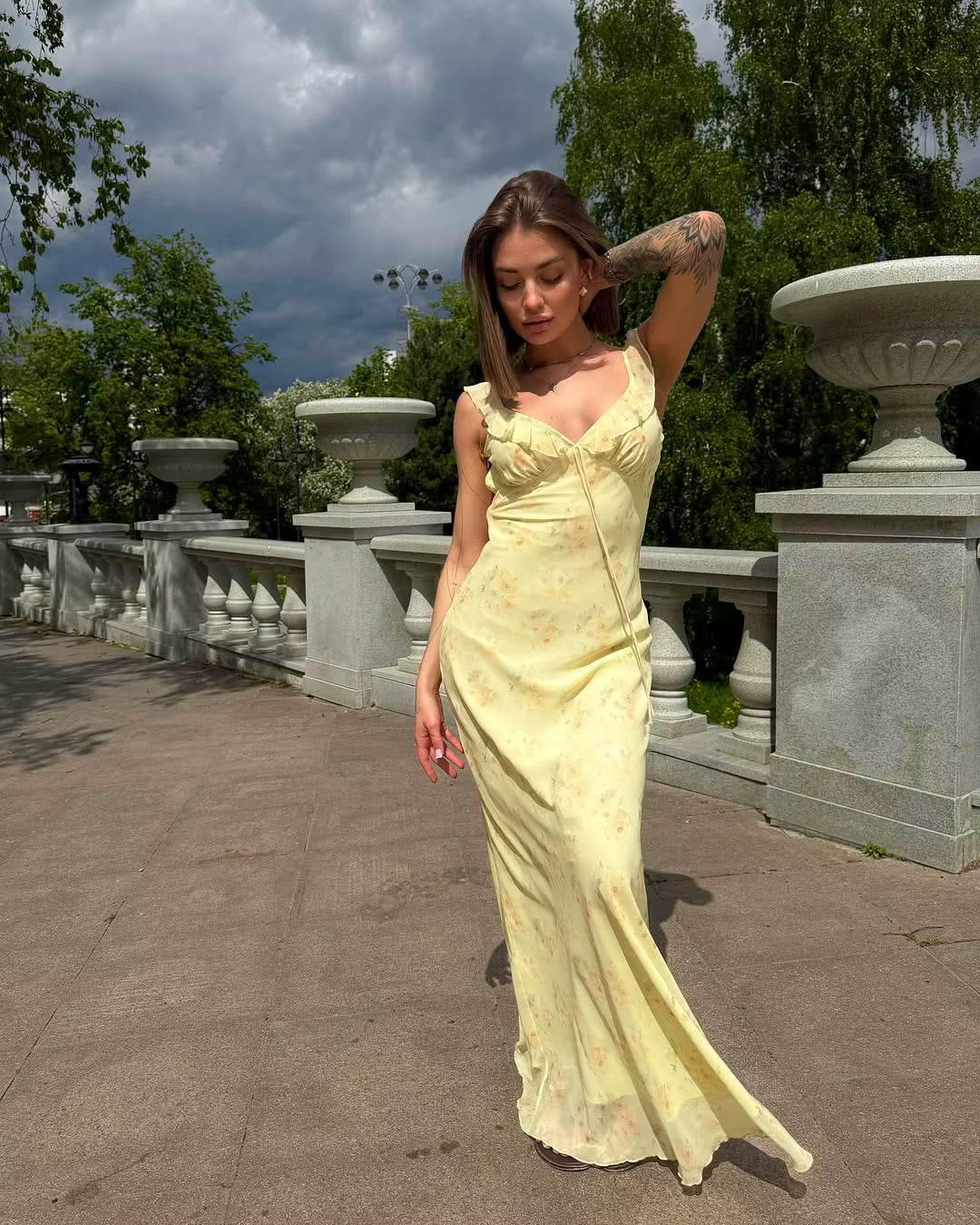 Capri Lumière Sheer Maxi Dress