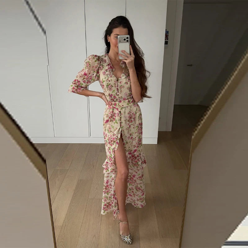 Valencia Sculpted Floral Maxi Dress