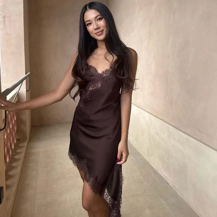 Celeste Lace Satin Mini Dress