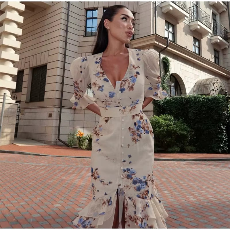Valencia Sculpted Floral Maxi Dress