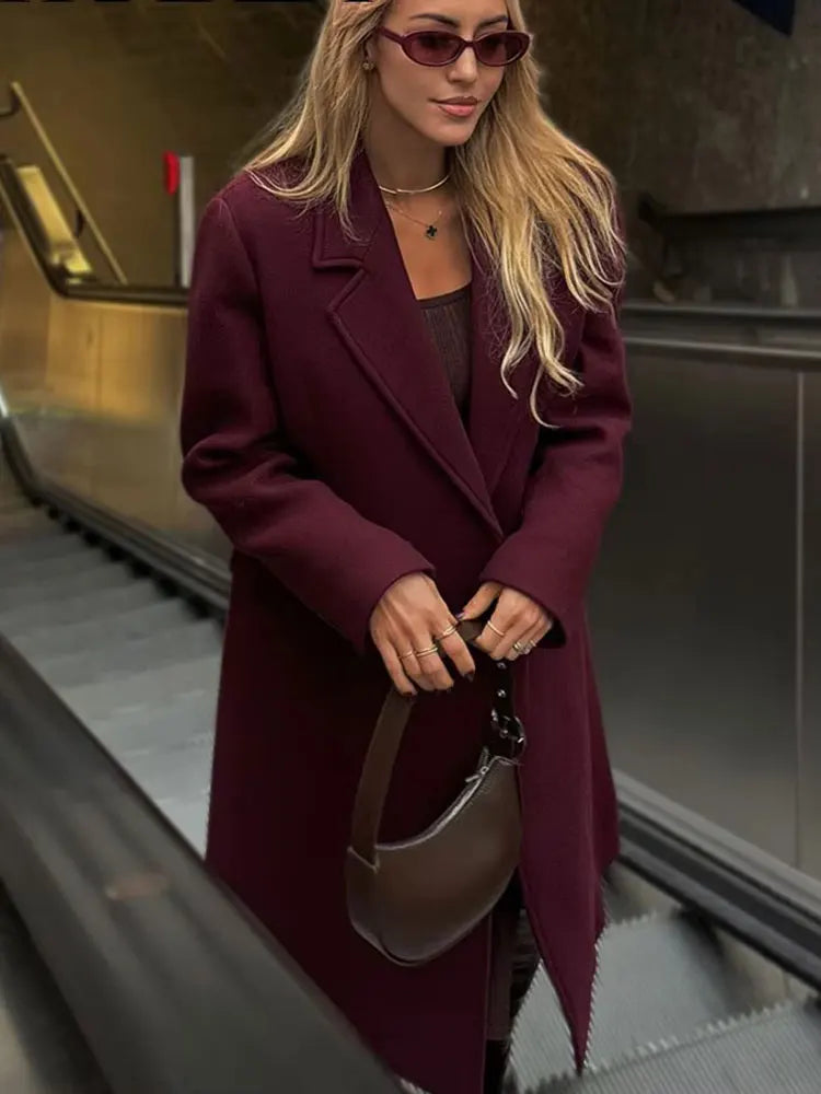Burgundy Regency Longline Wool Coat