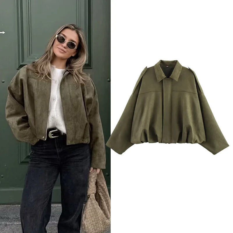 Olive Heritage Suede Bomber