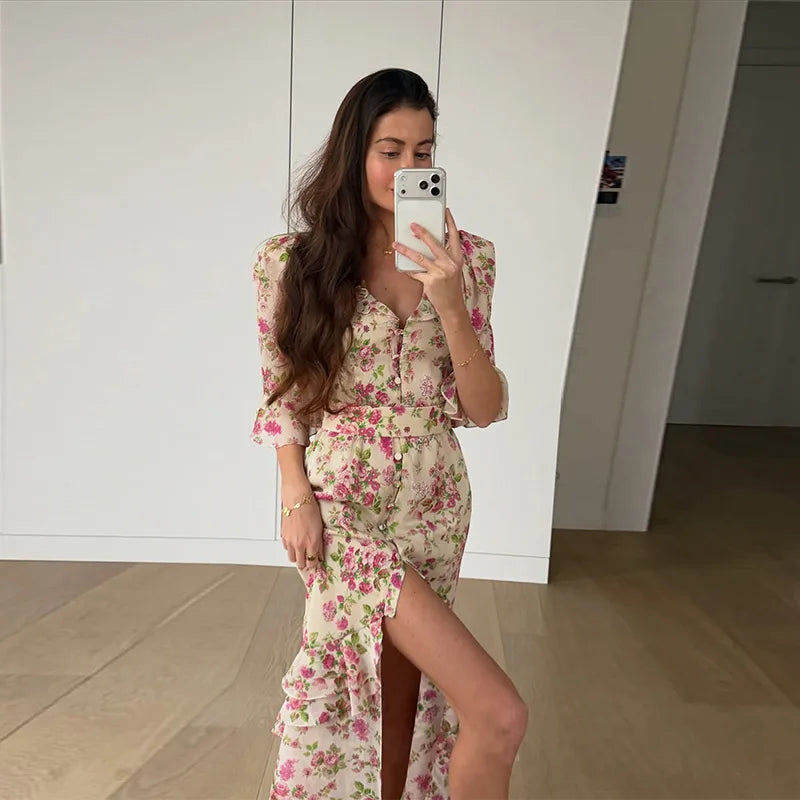 Valencia Sculpted Floral Maxi Dress