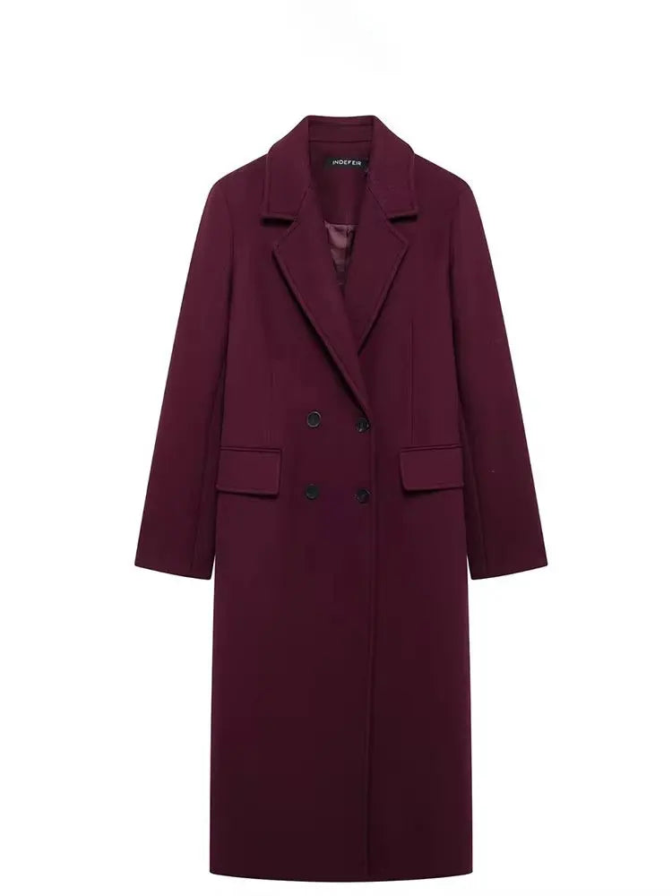 Burgundy Regency Longline Wool Coat
