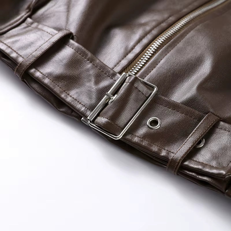 Mayfair Belted Leather Bomber