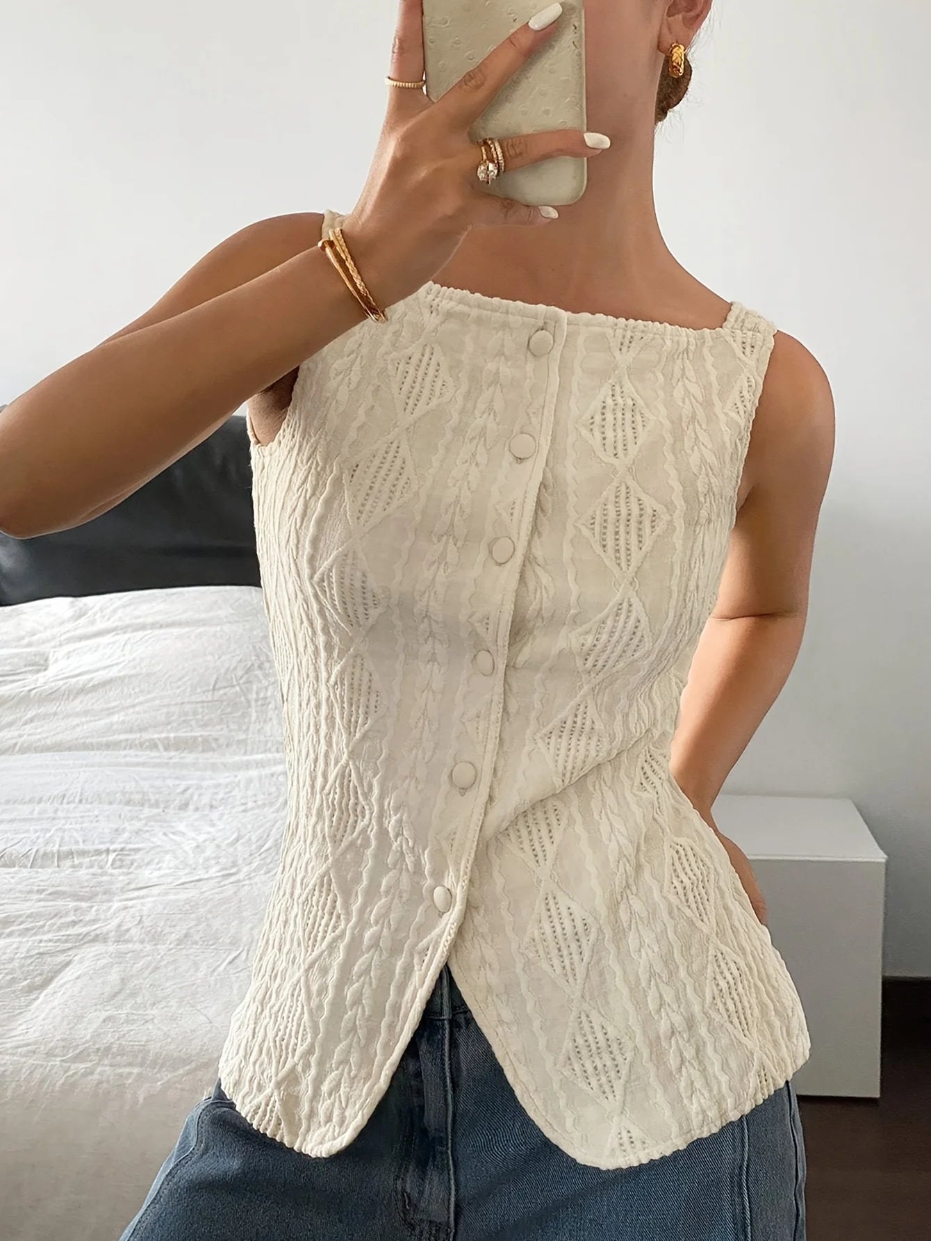 Milan Textured Sleeveless Shirt