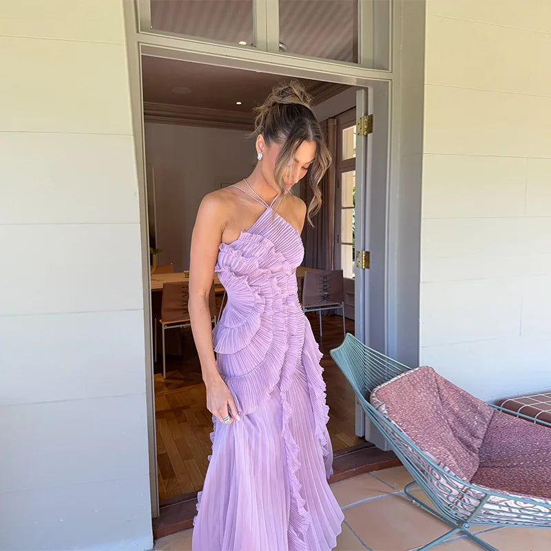 Santorini Pleated Halter Gown