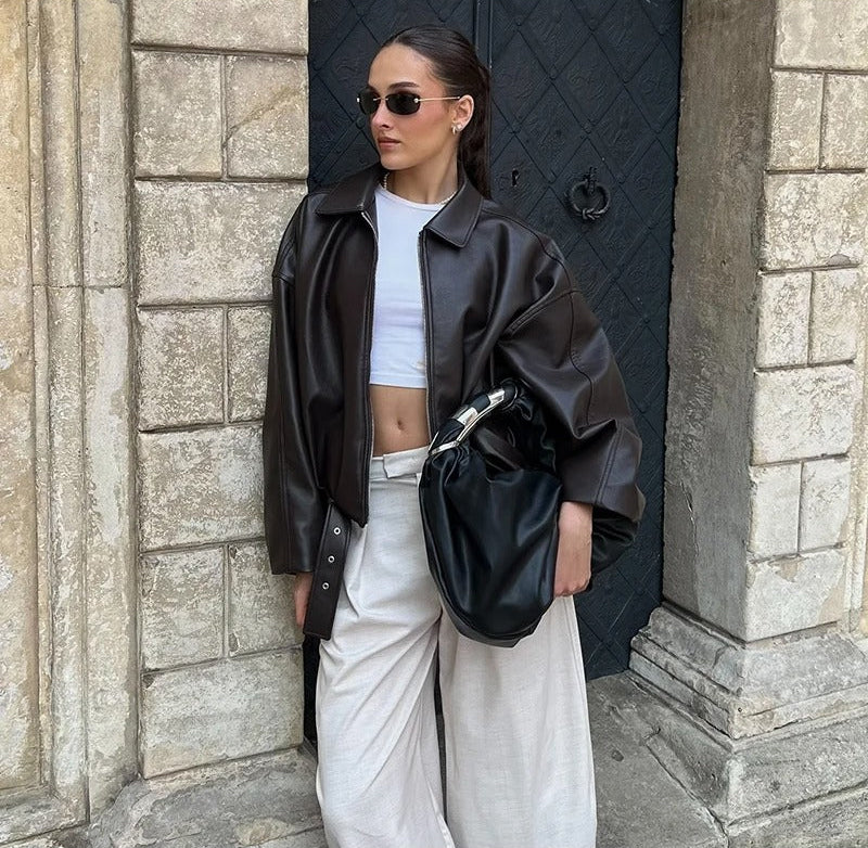 Mayfair Belted Leather Bomber
