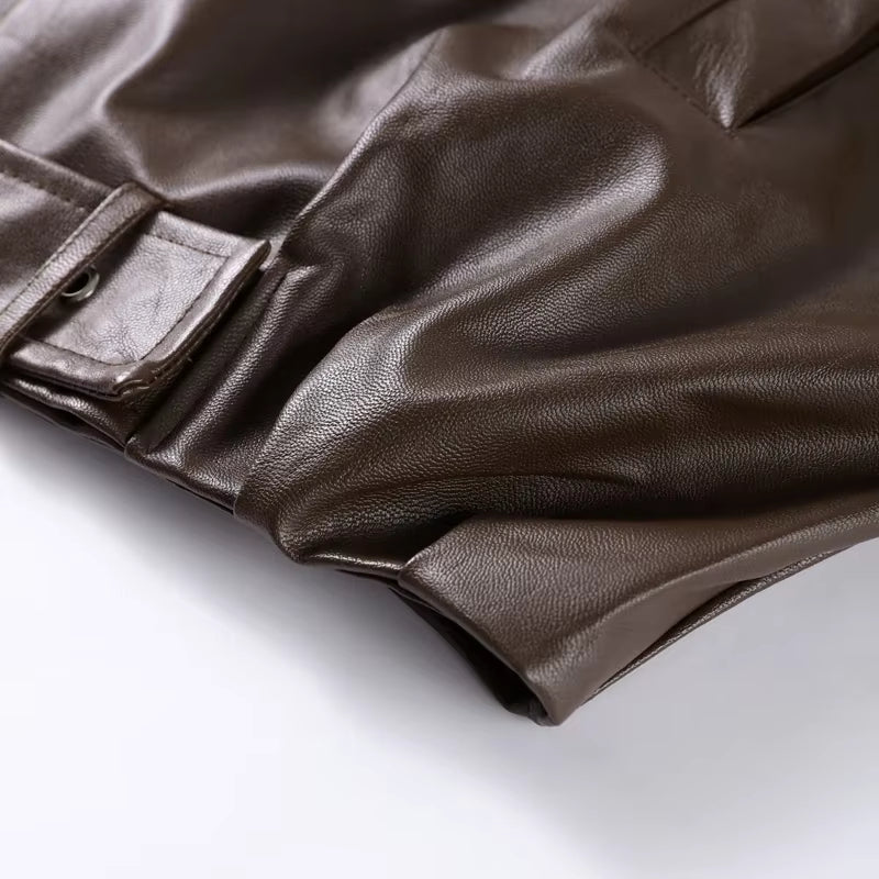 Mayfair Belted Leather Bomber