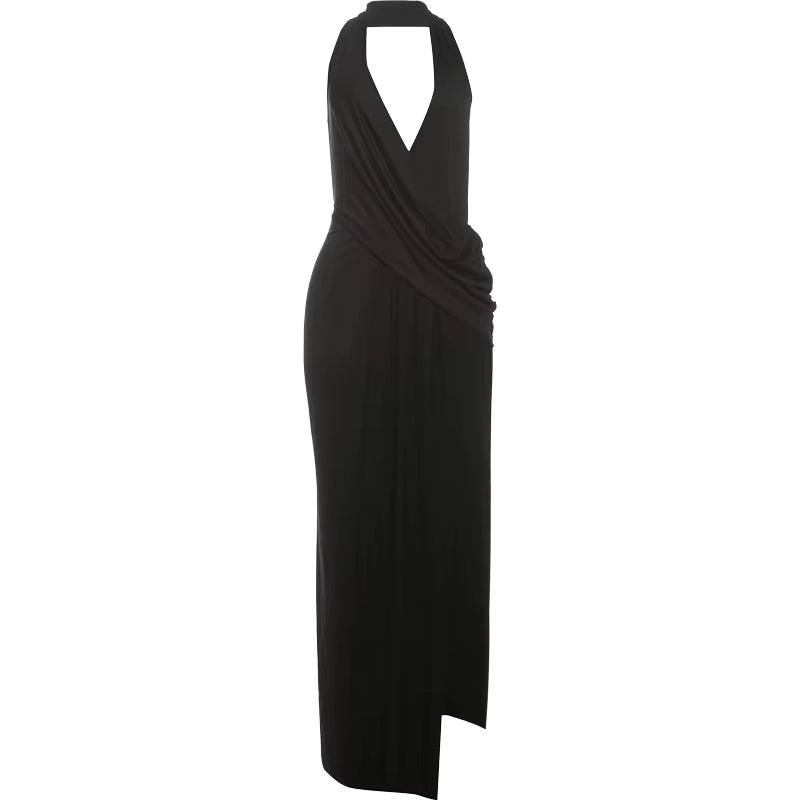 Athena Ruched Halter Gown