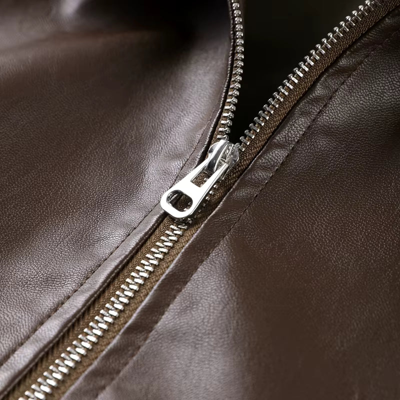 Mayfair Belted Leather Bomber