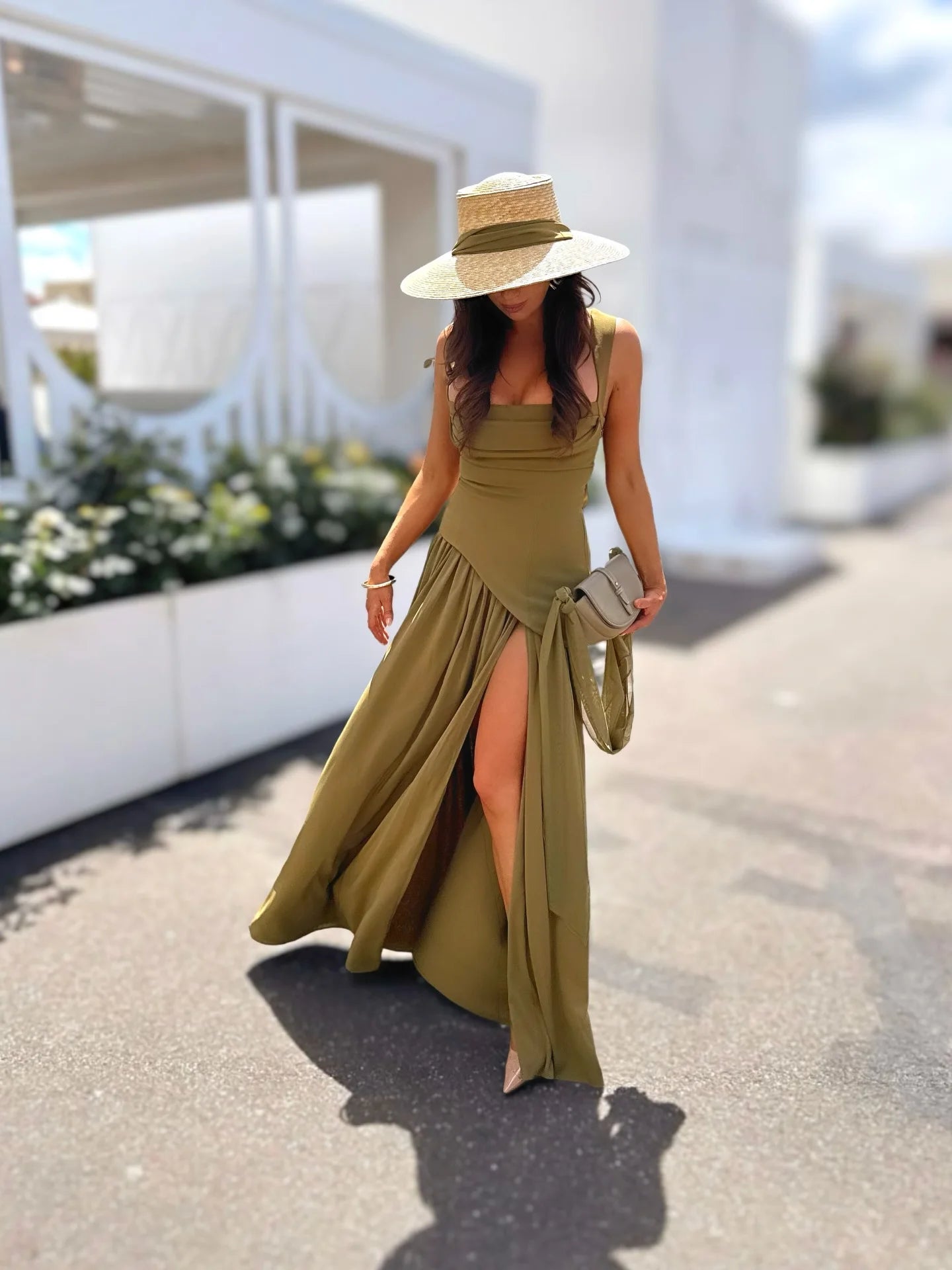 Monaco Scarf-Drape Maxi Dress