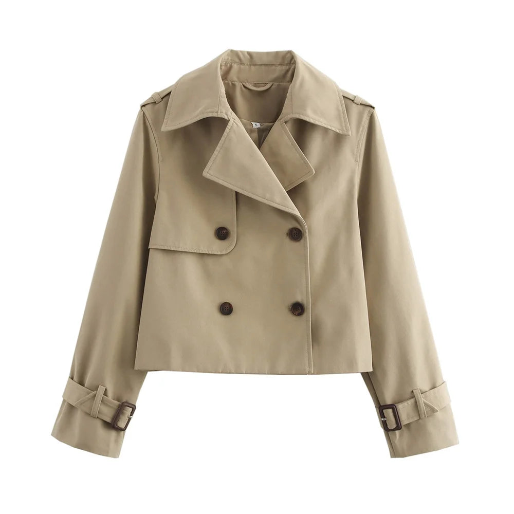 Cropped Heritage Double-Breasted Trench